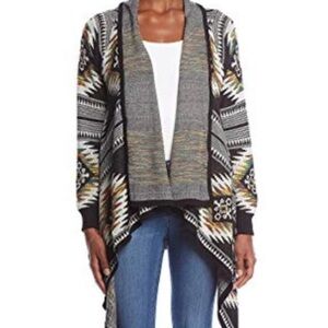 Ruff Hewn Aztec Southwest Boho Long Shawl XL Wrap High- Low Sweater